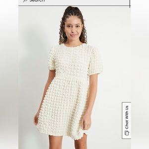 NWT Pacsun Women’s Bubble Crepe Babydoll Dress Cream Ivory Size Large LA Hearts